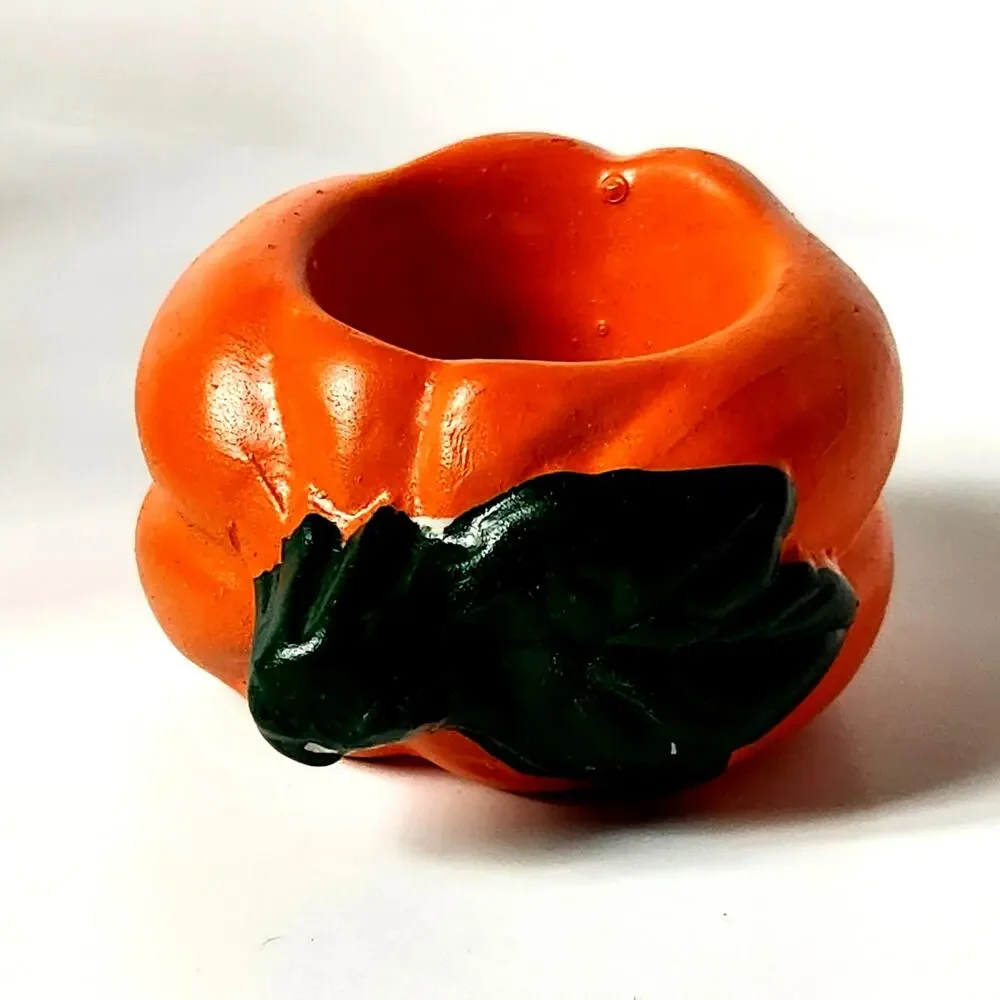 Vintage Hand Painted Porcelain Pumpkin Napkin Rings Set of 4 World Bazaars